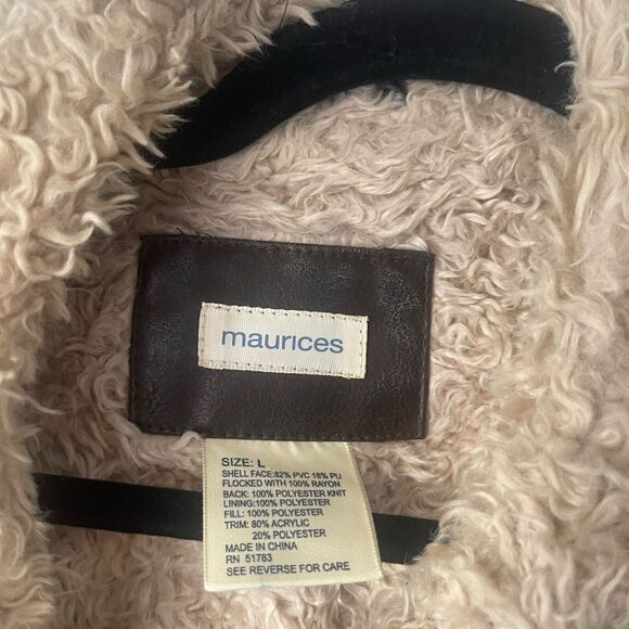 Maurices Y2k Size Large Penny Lane Retro Faux Leather Brown Button Up Vest - Picture 5 of 7